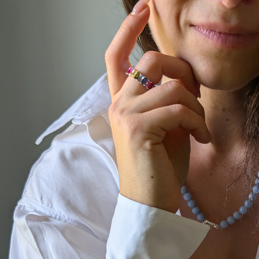 Blue Angelite Clasp Necklace