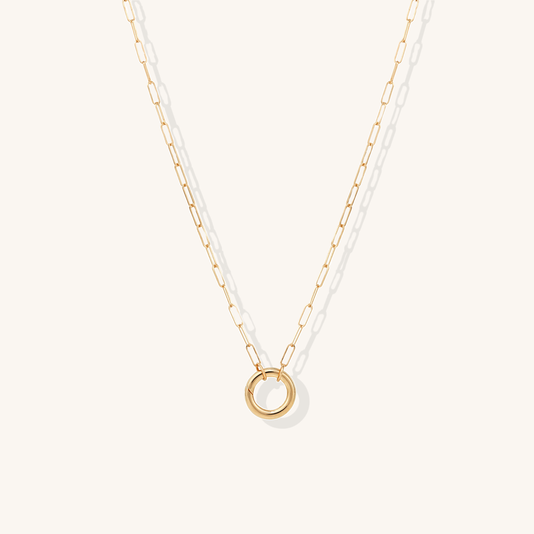 Dainty Paperclip Charm Necklace - Solid Gold