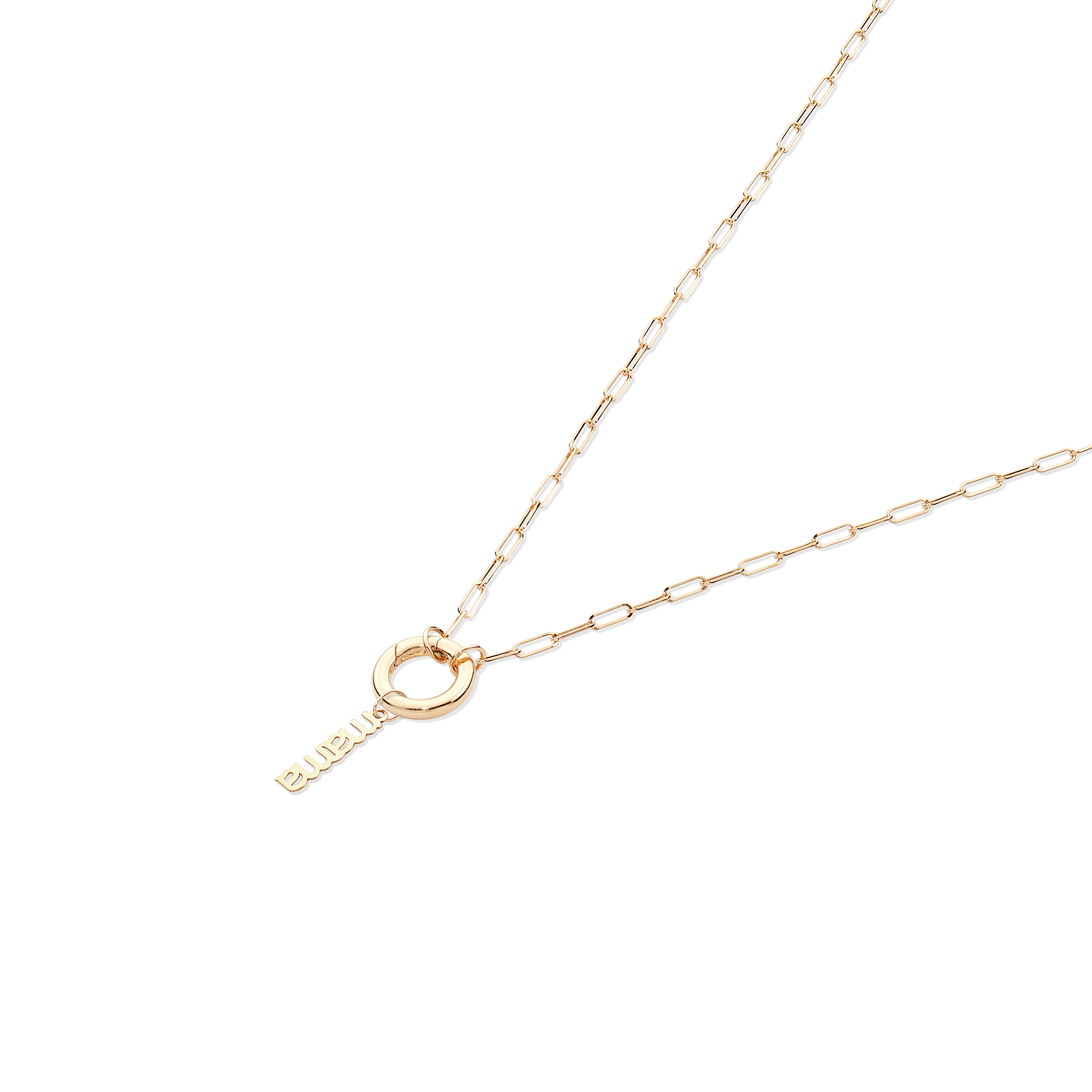Dainty Paperclip Charm Necklace - Solid Gold
