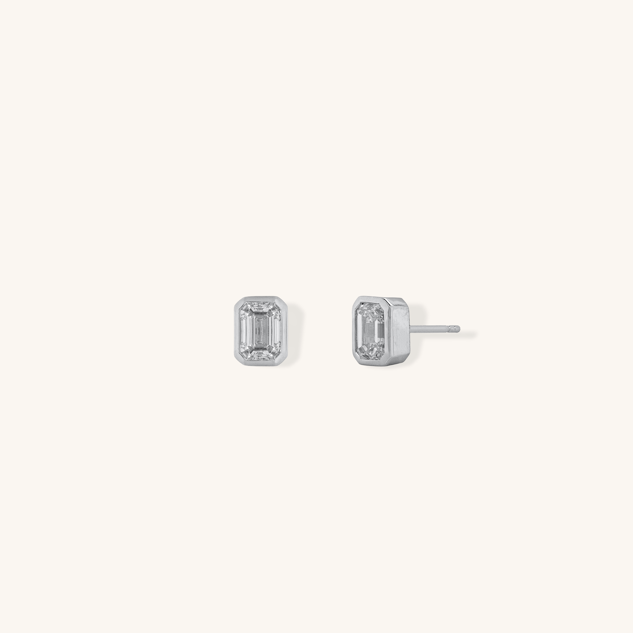 Emerald Cut Solitaire Stud Earrings