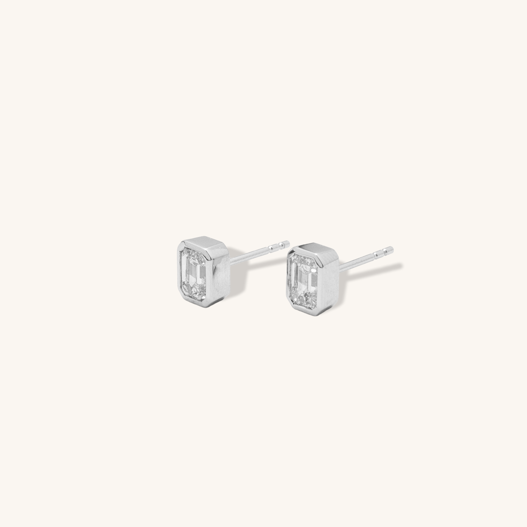 Emerald Cut Solitaire Stud Earrings