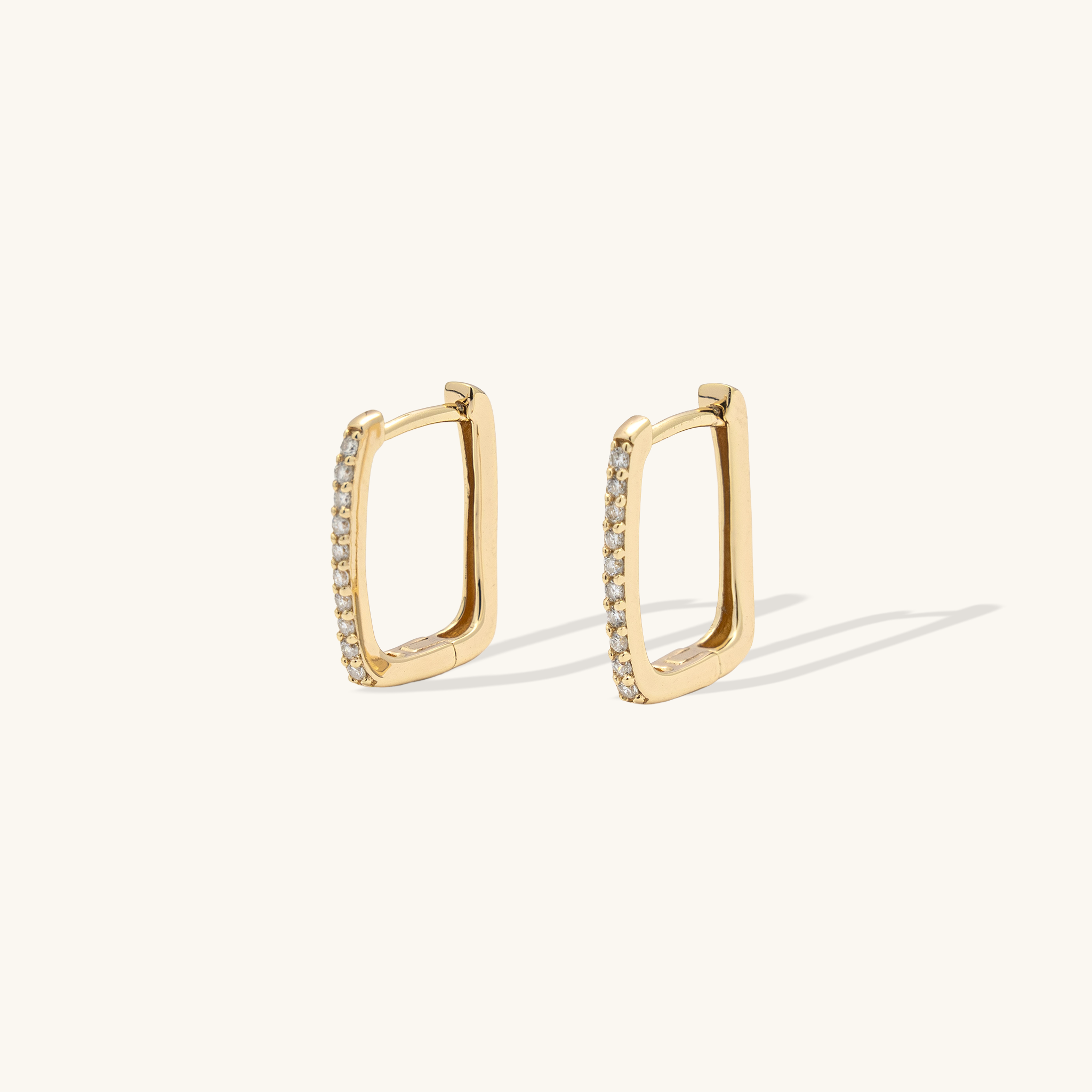 Pavé Rectangle Huggie Earrings