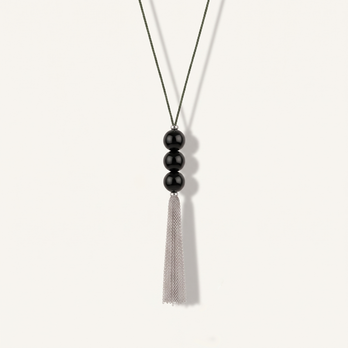 Silver Tassel Cord Necklace