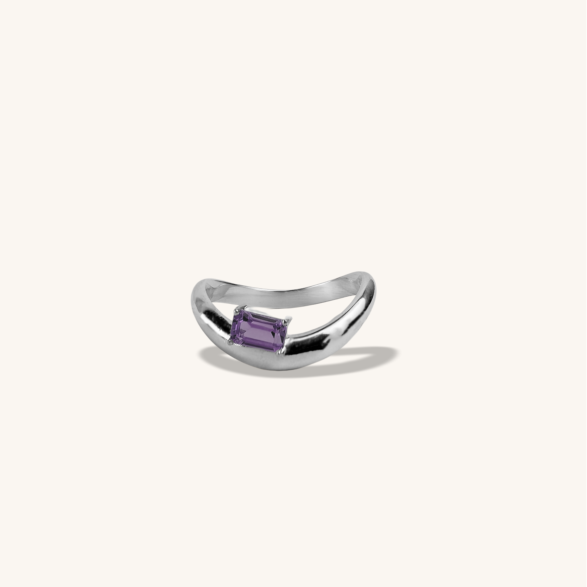 Curved Birthstone Ring