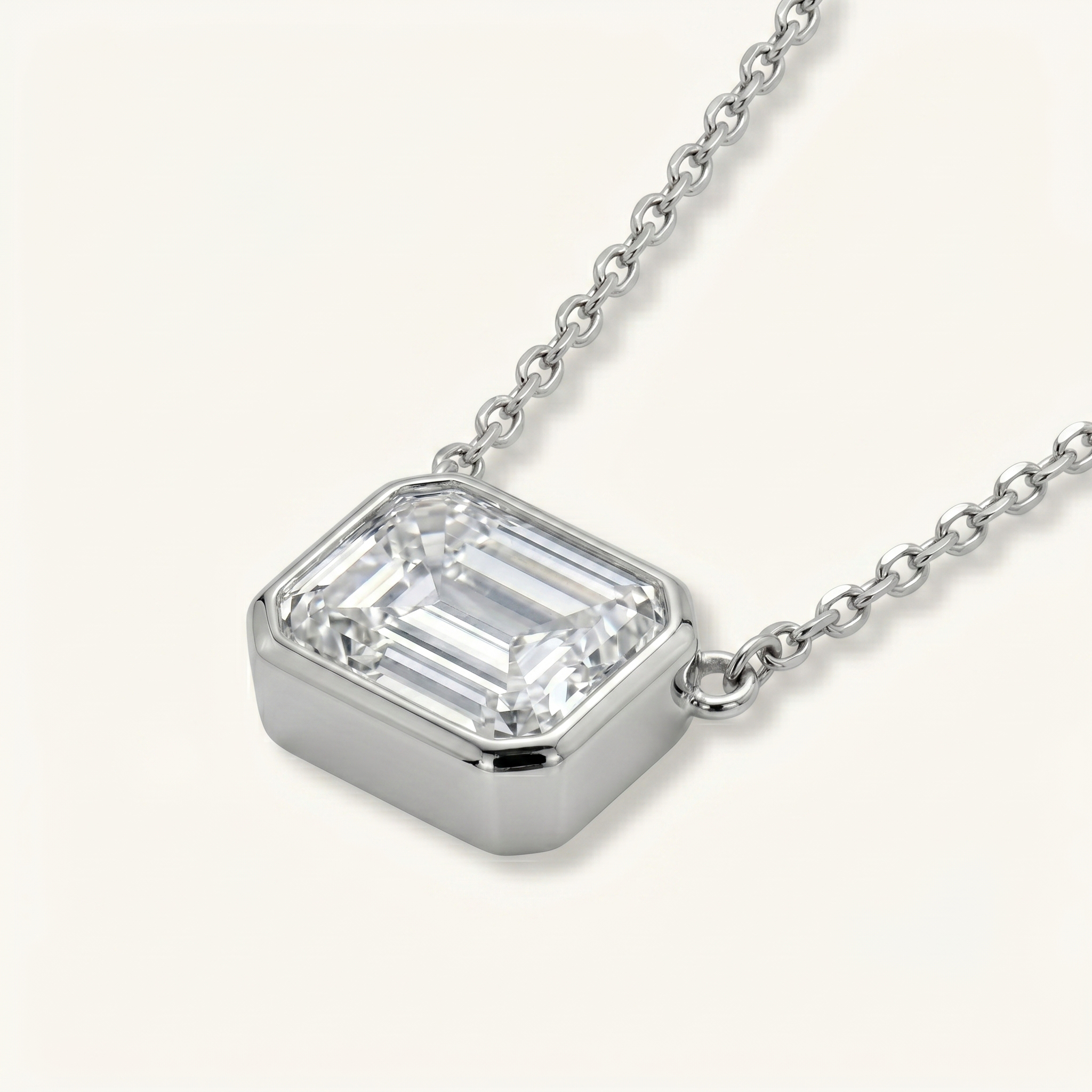 Emerald Cut Diamond Necklace